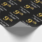 9de verjaardag: Eltige luxe Faux Gold-look # Cadeaupapier (Hoek)