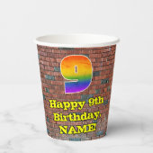 9de verjaardag: Fun Graffiti-geïnspireerde regenbo Papieren Bekers (Achterkant)