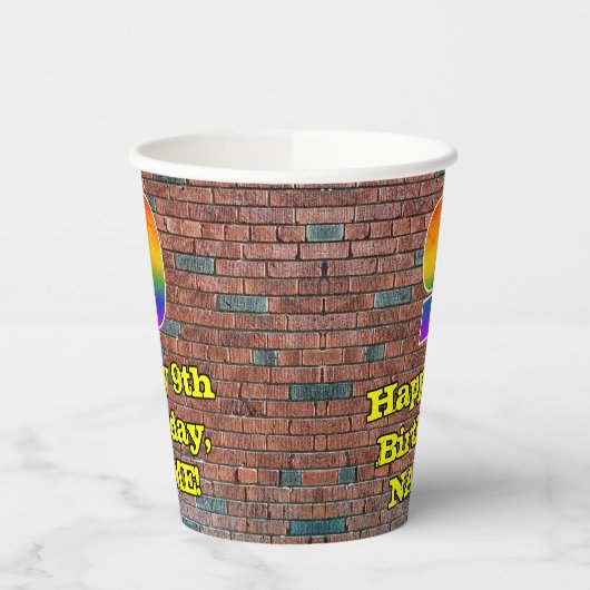9de verjaardag: Fun Graffiti-geïnspireerde regenbo Papieren Bekers (Links)
