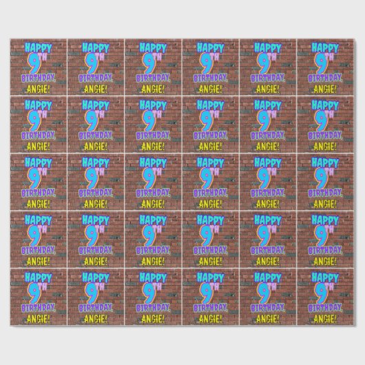 9de verjaardag: Fun, Urban Graffiti geïnspireerd K Cadeaupapier (Vlak)