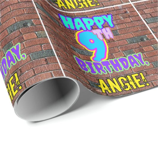 9de verjaardag: Fun, Urban Graffiti geïnspireerd K Cadeaupapier (Rol Hoek)