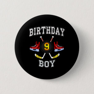 9de verjaardag Jongen - Ice Hockey, 9 jaar oud kin Ronde Button 5,7 Cm