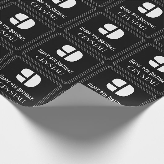 9de verjaardag: Kunst Deco Geïnspireerde look "9" Cadeaupapier (Hoek)