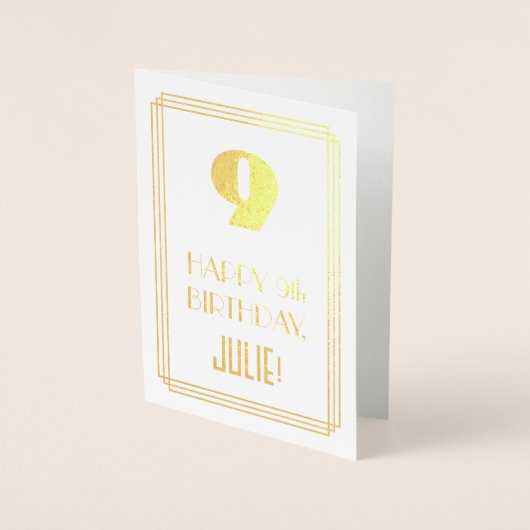 9de verjaardag: Kunst Deco Geïnspireerde look "9"  Folie Kaarten (Voorkant)