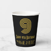 9de verjaardag: Kunst Deco Geïnspireerde look "9"  Papieren Bekers (Achterkant)