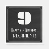 9de verjaardag: Kunst Deco Geïnspireerde look "9"  Servet (Voorkant)