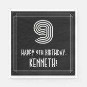 9de verjaardag: Kunst Deco Geïnspireerde look "9"  Servet (Voorkant)