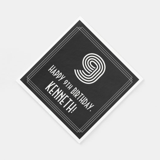 9de verjaardag: Kunst Deco Geïnspireerde look "9"  Servet (Hoek)