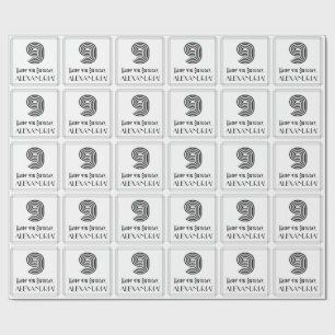 9de verjaardag: Kunst Deco Geïnspireerde stijl "9" Cadeaupapier