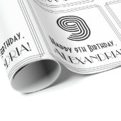 9de verjaardag: Kunst Deco Geïnspireerde stijl "9" Cadeaupapier (Rol Hoek)