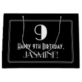 9de verjaardag: Kunst Deco Geïnspireerde stijl "9" Groot Cadeauzakje