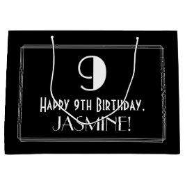 9de verjaardag: Kunst Deco Geïnspireerde stijl "9" Groot Cadeauzakje