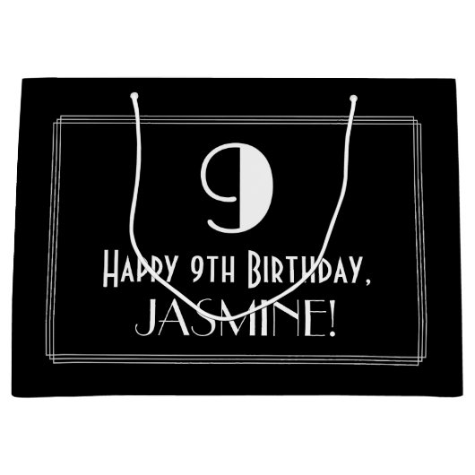 9de verjaardag: Kunst Deco Geïnspireerde stijl "9" Groot Cadeauzakje