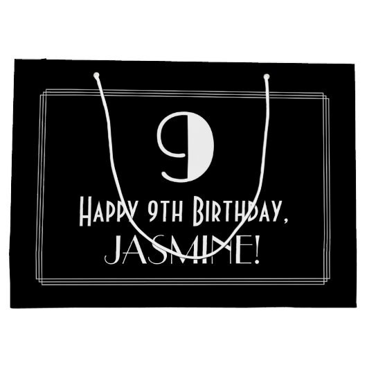 9de verjaardag: Kunst Deco Geïnspireerde stijl "9" Groot Cadeauzakje