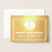 9de verjaardag: Naam + Art Deco Geïnspireerde look Folie Kaarten (Voorkant met envelop)