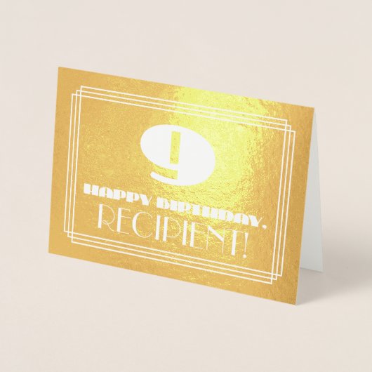 9de verjaardag: Naam + Art Deco Geïnspireerde look Folie Kaarten (Voorkant)