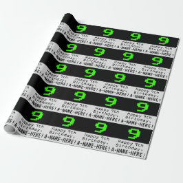 9de verjaardag - Nerdy / Geeky Style "9" en naam Cadeaupapier