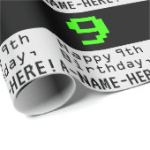 9de verjaardag - Nerdy / Geeky Style "9" en naam Cadeaupapier (Rol Hoek)