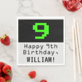 9de verjaardag - Nerdy / Geeky Style "9" & naam Servet (Insitu)