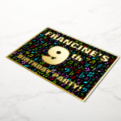 9de verjaardag van de feestdag - Fun, kleurrijke m Folie Uitnodiging (Gedraaid)