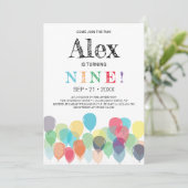 9de verjaardag van de uitnodiging van de Balloons- (Staand voorkant)