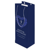 9de verjaardag van het huwelijk Lapis Lazuli hartb Wijn Cadeautas (Achterkant Gekanteld)