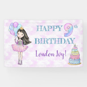 9de verjaardag van het meisje Princess Lavender Tu Spandoek