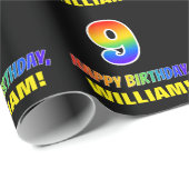 9de verjaardag: Vet, Vun, eenvoudig, regenboog 9 Cadeaupapier (Rol Hoek)