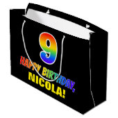 9de verjaardag: Vet, Vun, eenvoudig, regenboog 9 Groot Cadeauzakje (Achterkant Gekanteld)