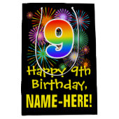 9de verjaardag: Vuurwapenpatroon van de vlinder +  Medium Cadeauzakje (Voorkant)