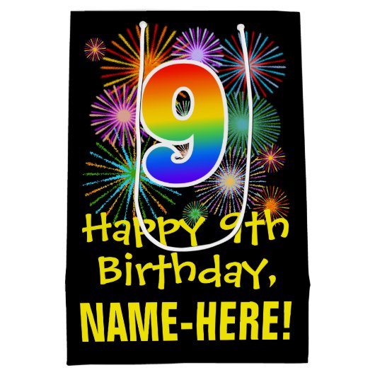 9de verjaardag: Vuurwapenpatroon van de vlinder +  Medium Cadeauzakje (Achterkant)