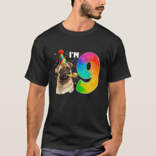 9de verjaardagsfeestje van de Pug Negen jaar oude T-shirt