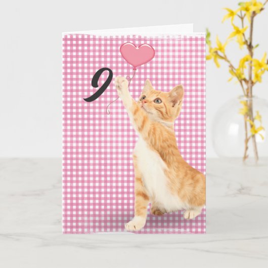 9de verjaardagstablet kat kaart (Gele Bloem)