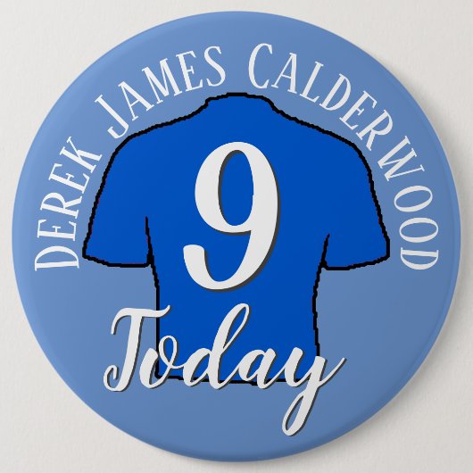 9e Birthday Football Badge to Personalize Button (Voorkant)