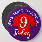 9e Birthday Football Badge to Personalize Button (Voorkant /achterkant)