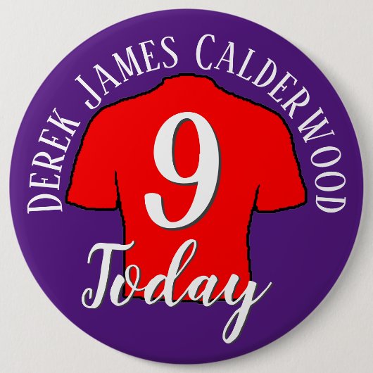 9e Birthday Football Badge to Personalize Button (Voorkant)