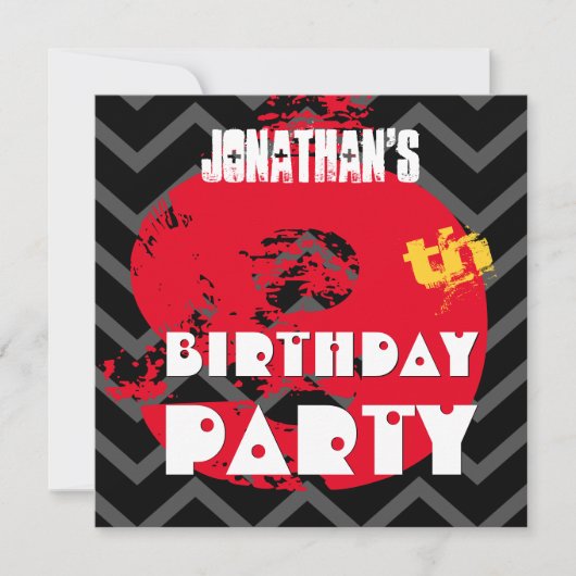 9e Birthday Party Grunge and Chevrons A09 Kaart (Voorkant)