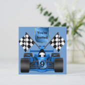 9e BIRTHDAY Race Car Invitation Kaart (Staand voorkant)