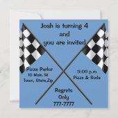 9e BIRTHDAY Race Car Invitation Kaart (Achterkant)
