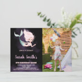 9e Blond Zeemeermin Verjaardag Uitnodigingen met F (Staand voorkant)