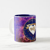 9e bruiloft Jubileum Lapis Lazuli Terracotta Tweekleurige Koffiemok (Voorkant links)