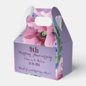 9e bruiloft Jubileum Paarse en Poppy Bedankdoosjes (Voorkant Zijde)