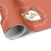 9e bruiloft Jubileum Terracotta Heart Medallion Cadeaupapier (Rol Hoek)