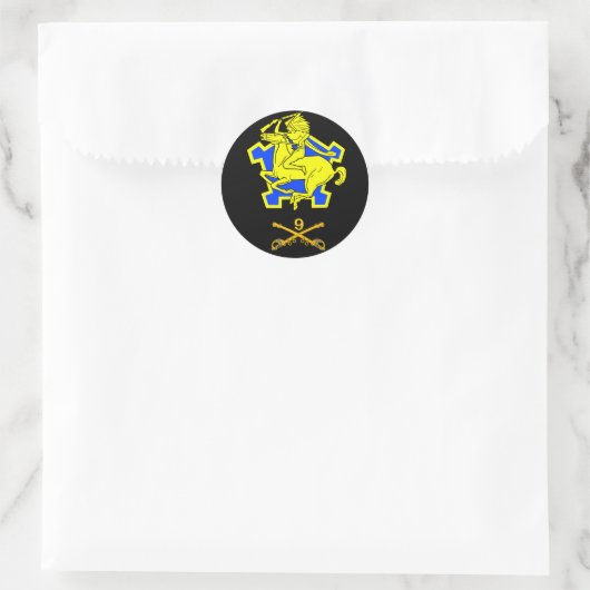 9e Calvarieregiment Ronde Sticker (Tas)