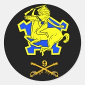 9e Calvarieregiment Ronde Sticker (Voorkant)