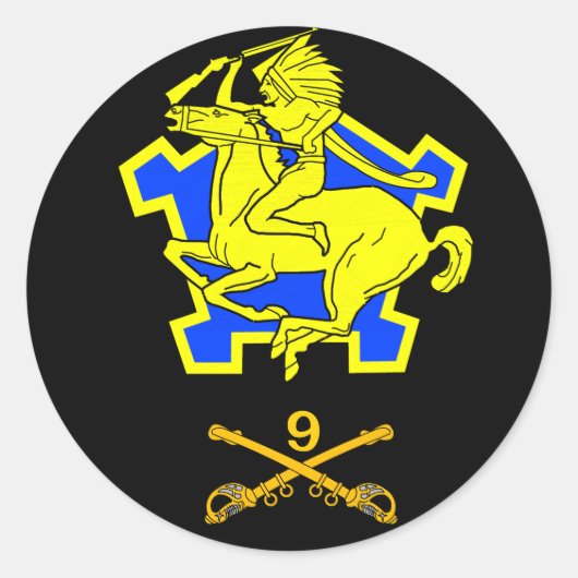 9e Calvarieregiment Ronde Sticker (Voorkant)