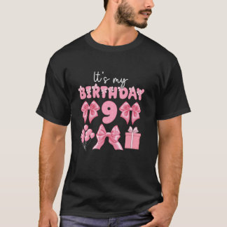 9e Coquette Thema Verjaardag Negen jaar oude Meisj T-shirt