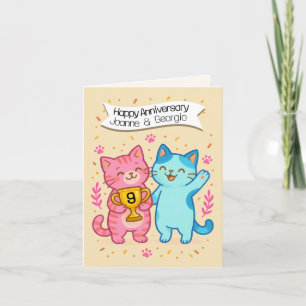 9e huwelijksverjaardag kattenliefhebbers kaart