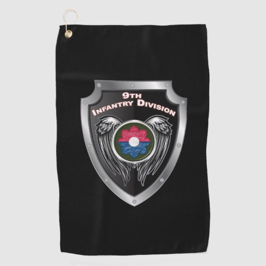 9e Infanteriedivisie Aangepaste Schild Golfhanddoek (Voorkant)