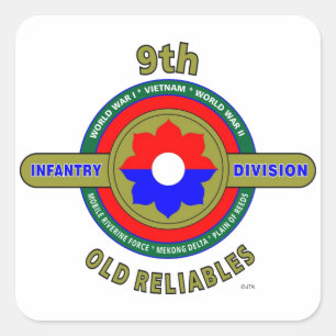 9E INFANTERIEDIVISIE "OUDE BETROUWBAARHEDEN" VIERKANTE STICKER
